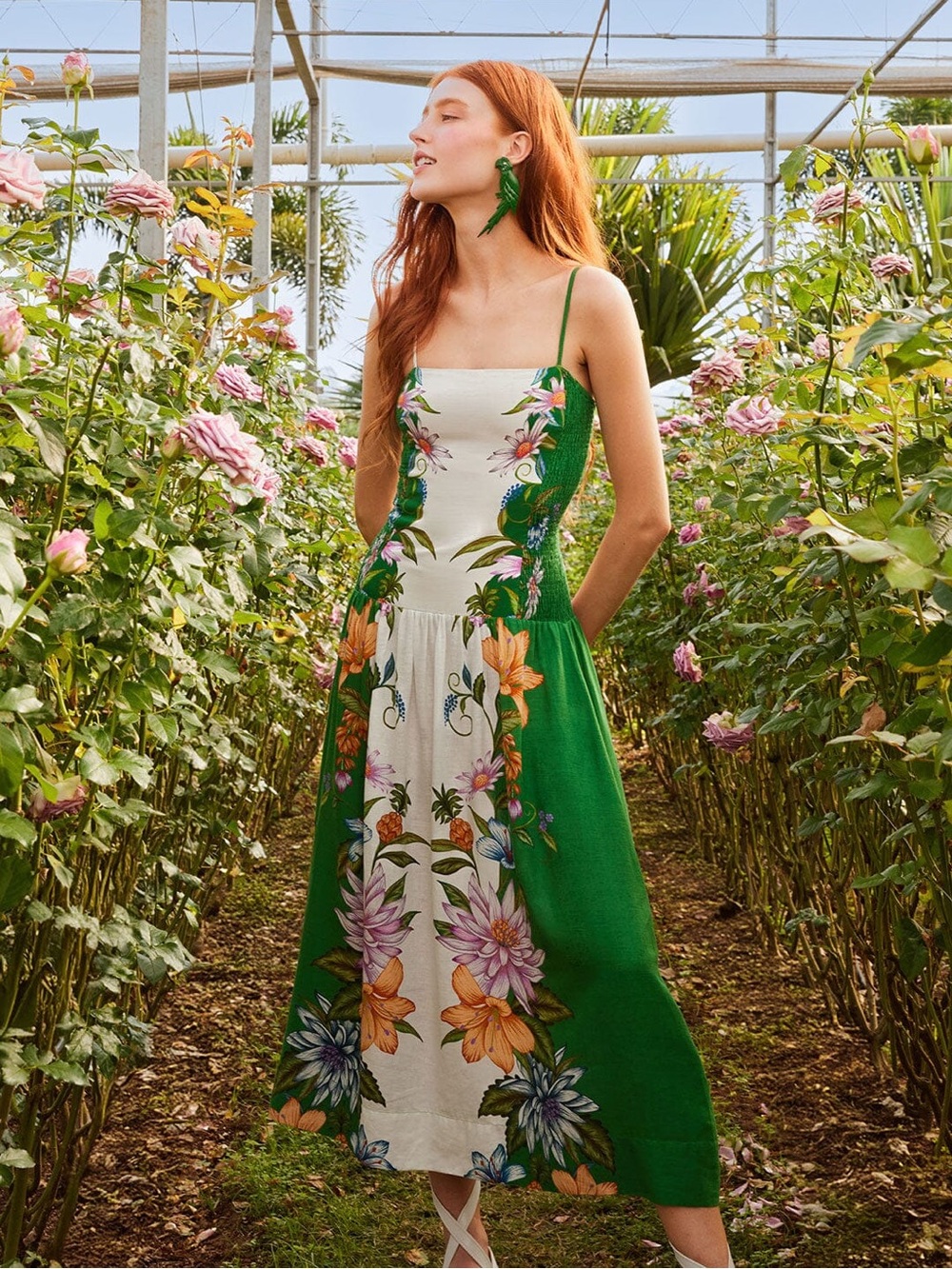 NWOT Farm Rio Off-White Sweet Bloom Dreamscape Midi Dress